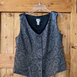 Chico's Gray Patterned Button Vest